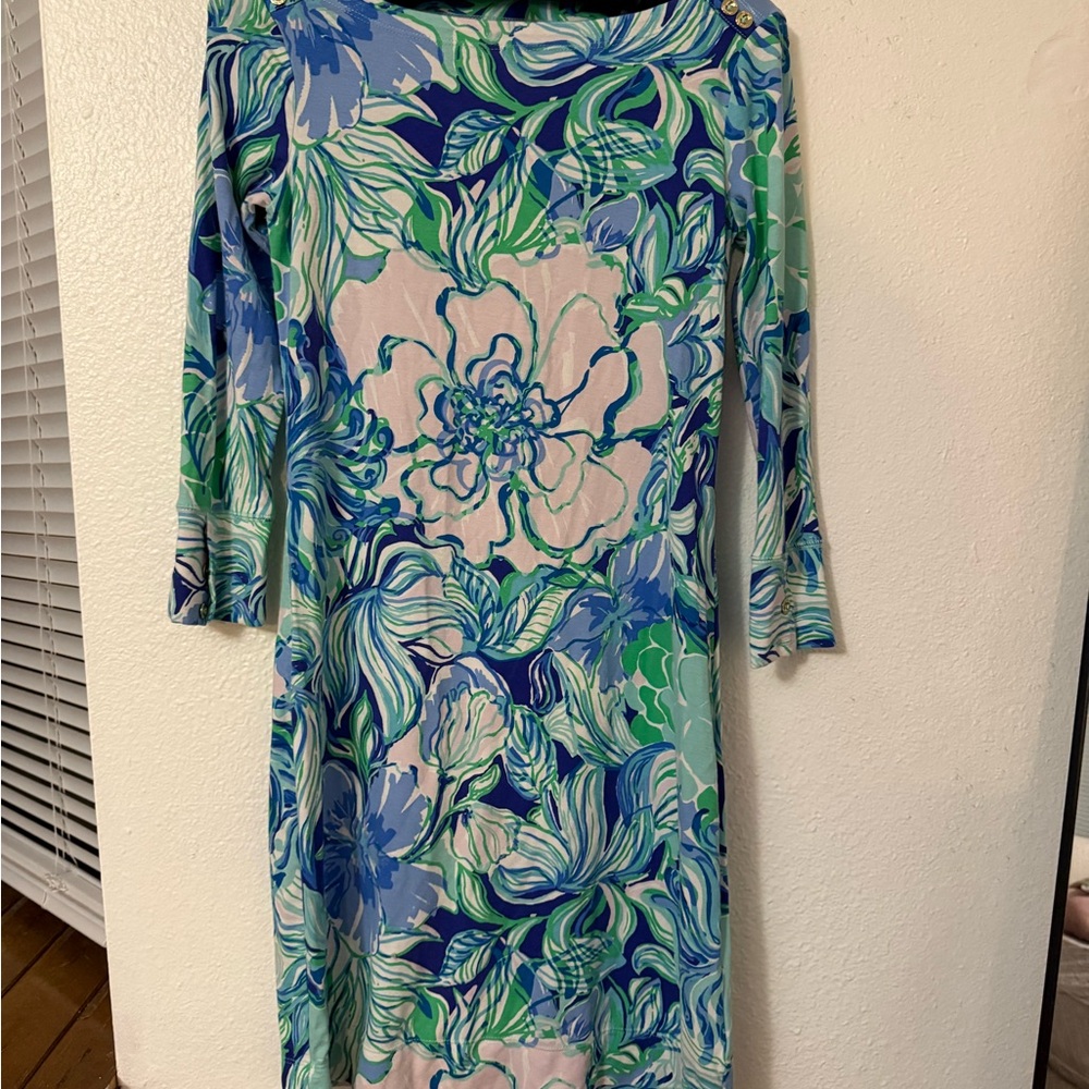 Lilly Pulitzer Vibrant Blue and Green Floral Dress
